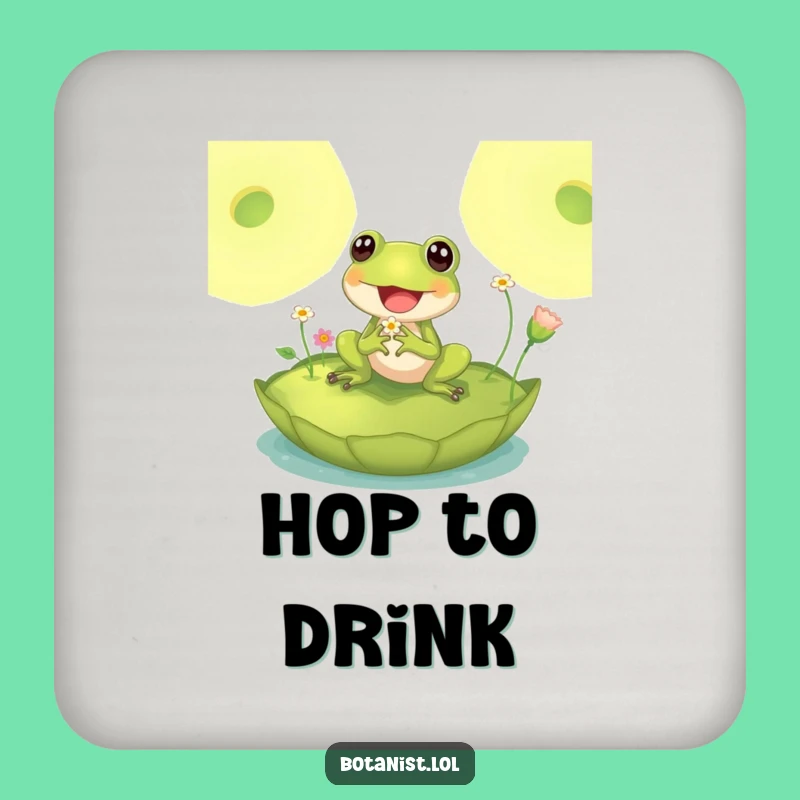 Funny Delighted Frog Lily Pad Drink Coaster - Protect Surfaces with Charming Pond Art