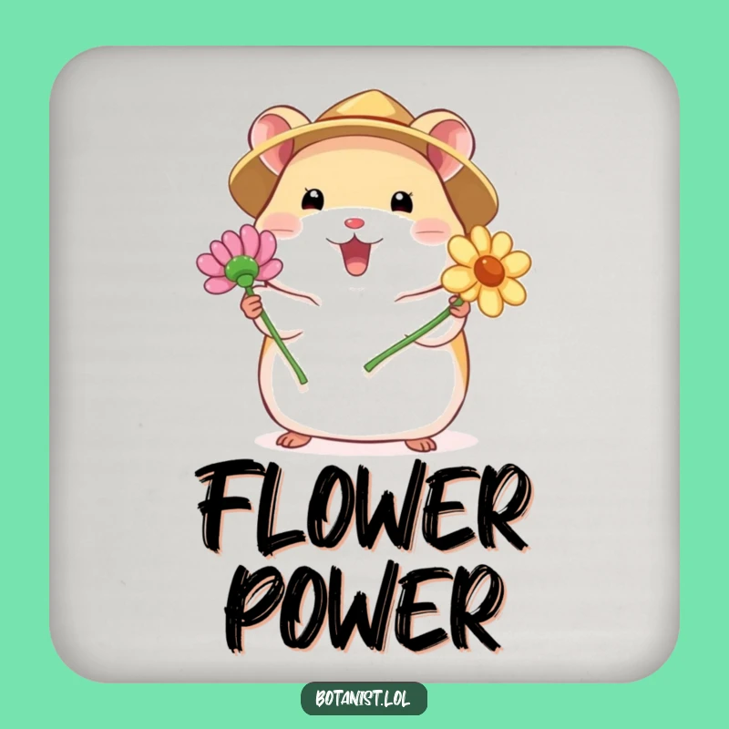 Funny Hamster Flower Drink Coaster: Protect Surfaces with Hilarious Blooms!