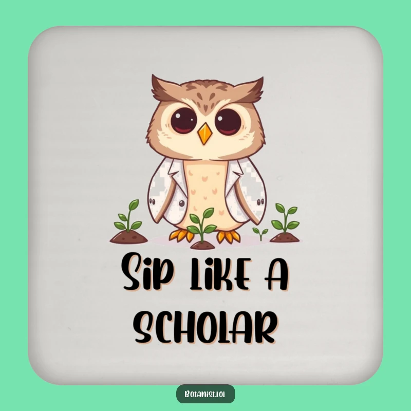 Funny Owl Scientist Coasters: Protect Surfaces with a Wise Owl, Adorable Funny Gift Set!
