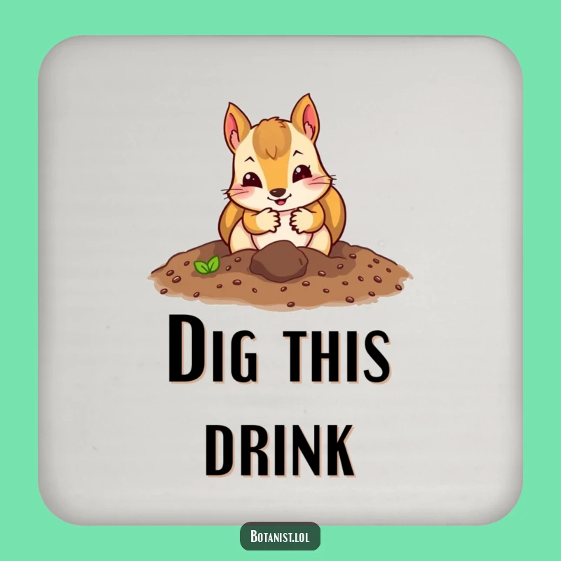 Funny Squirrel Gardener Coasters: Protect Surfaces with a Digging Squirrel, Adorable Funny Gift Set!