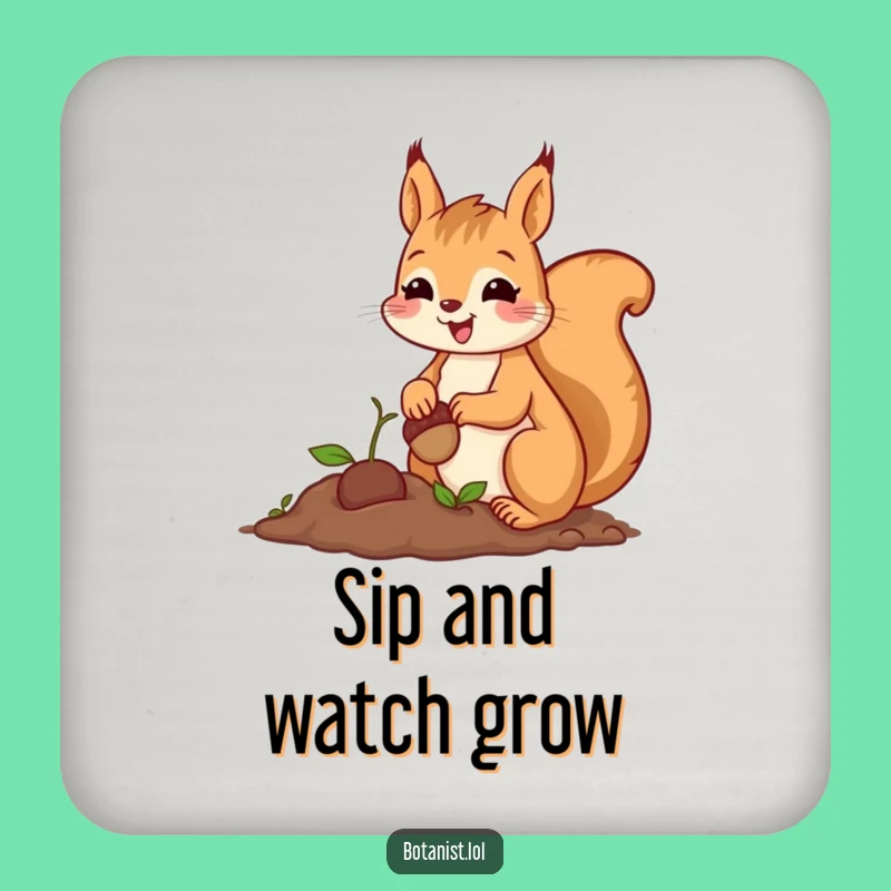Funny Squirrel Planting Coaster: Cheerful Protection for Your Surfaces