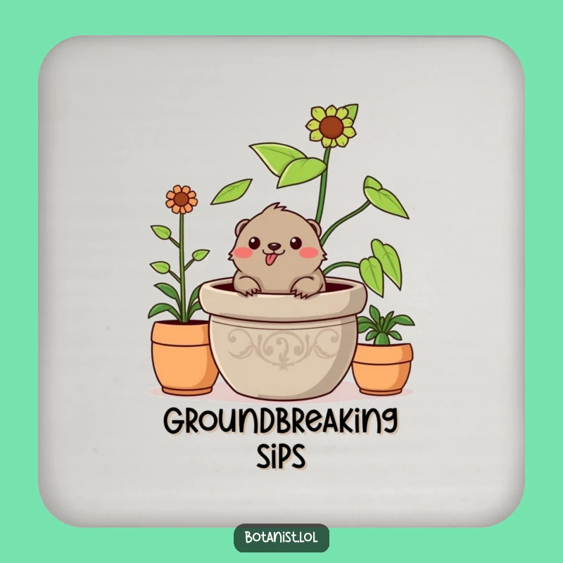 Funny Mole Coaster: Cheerful Plant Protection - Humorous Garden Gift
