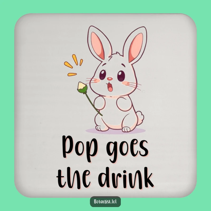 Funny Bunny Startled Drink Coaster: Protect Surfaces with Surprised Bunny Popping