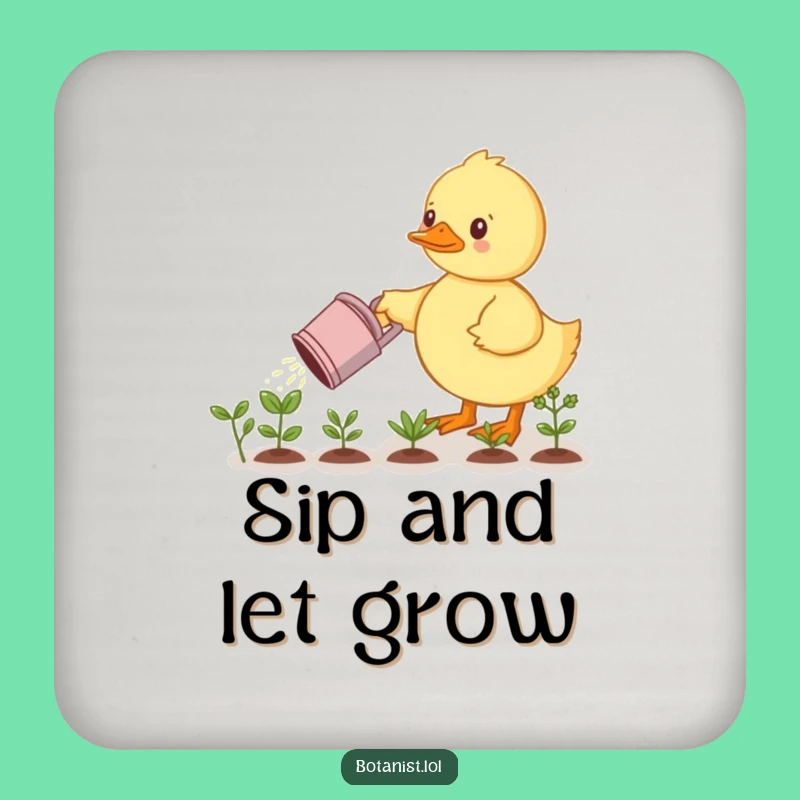 Funny Determined Duckling Coaster - Protect Surfaces with Gardener's Charm