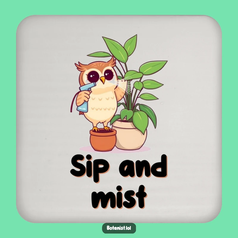 Funny Owl Plant Coaster - Hilarious Home Decor Gift for Plant Lovers