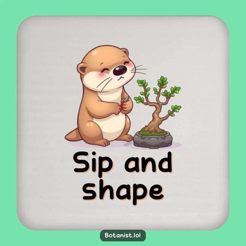 Funny Otter Bonsai Drink Coaster: Protect Surfaces with Precise and Hilarious Style