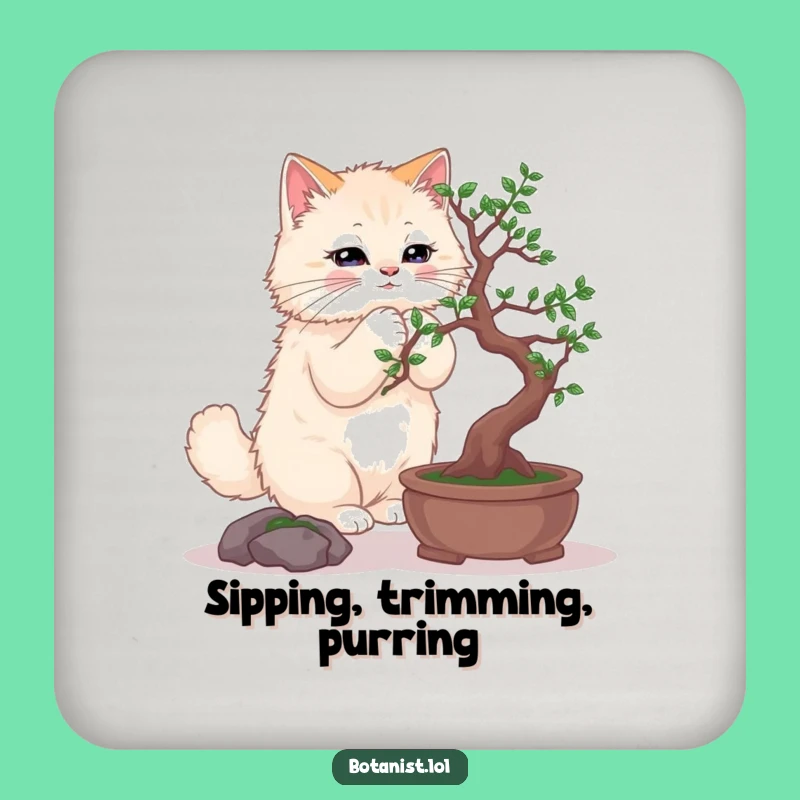 Funny Cat Bonsai Coaster Set: Protect Surfaces with Feline Grace