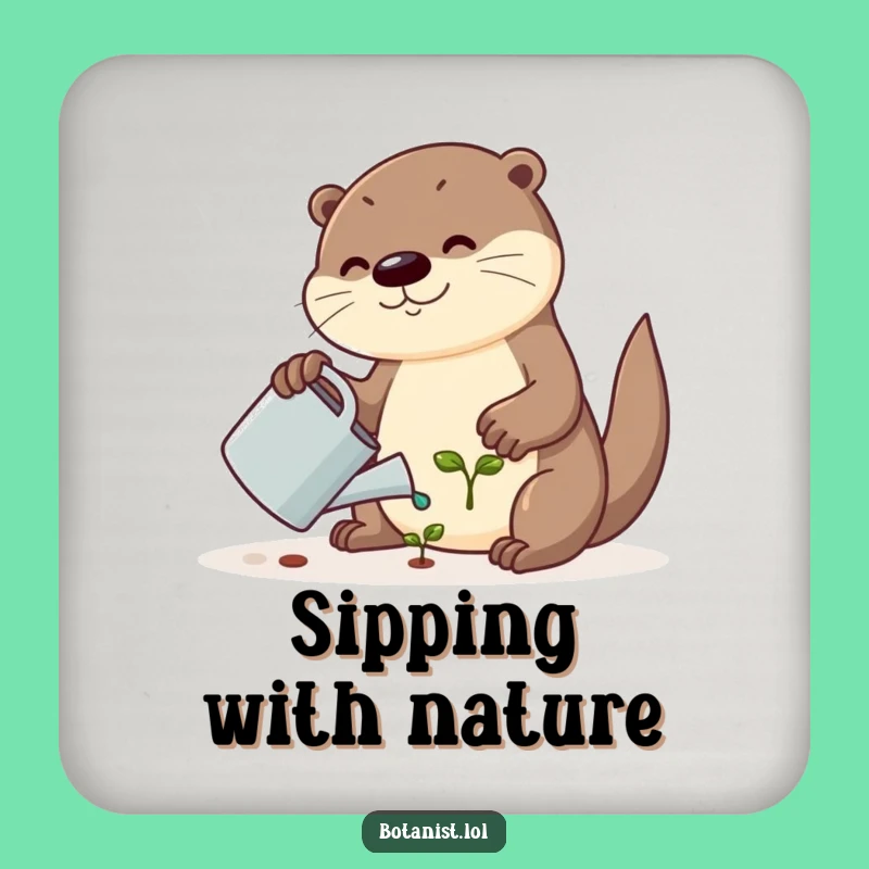 Funny Otter Drink Coaster - Protect Surfaces with Garden Humor, Fun Gift