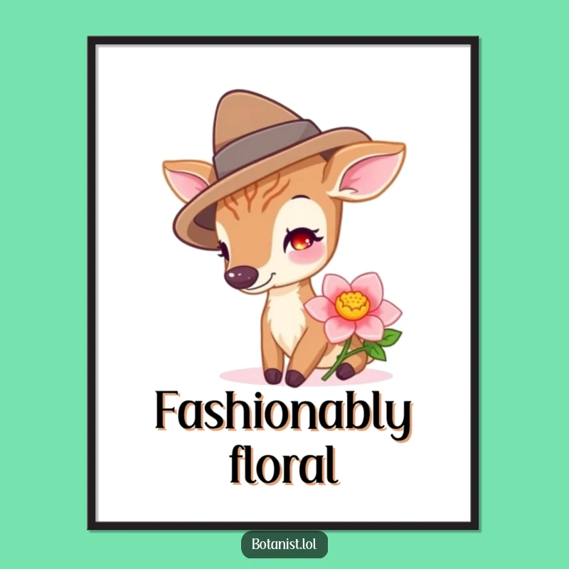 Funny Deer with Hat Poster - Whimsical Wall Art for Nature Lovers