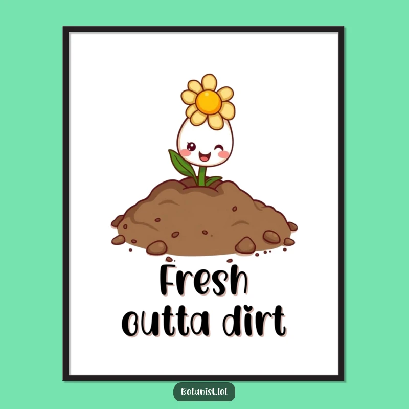 Funny Flower Bud Art Print - Cheerful Nature Decor Funny Gift