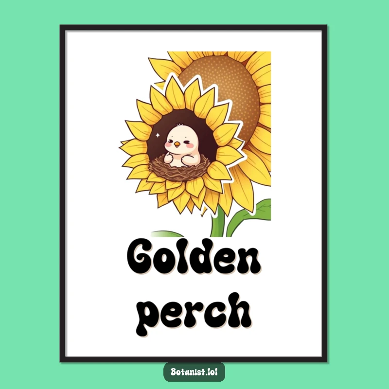 Funny Bird Sunflower Poster: Bring Cozy Nature to Your Walls!