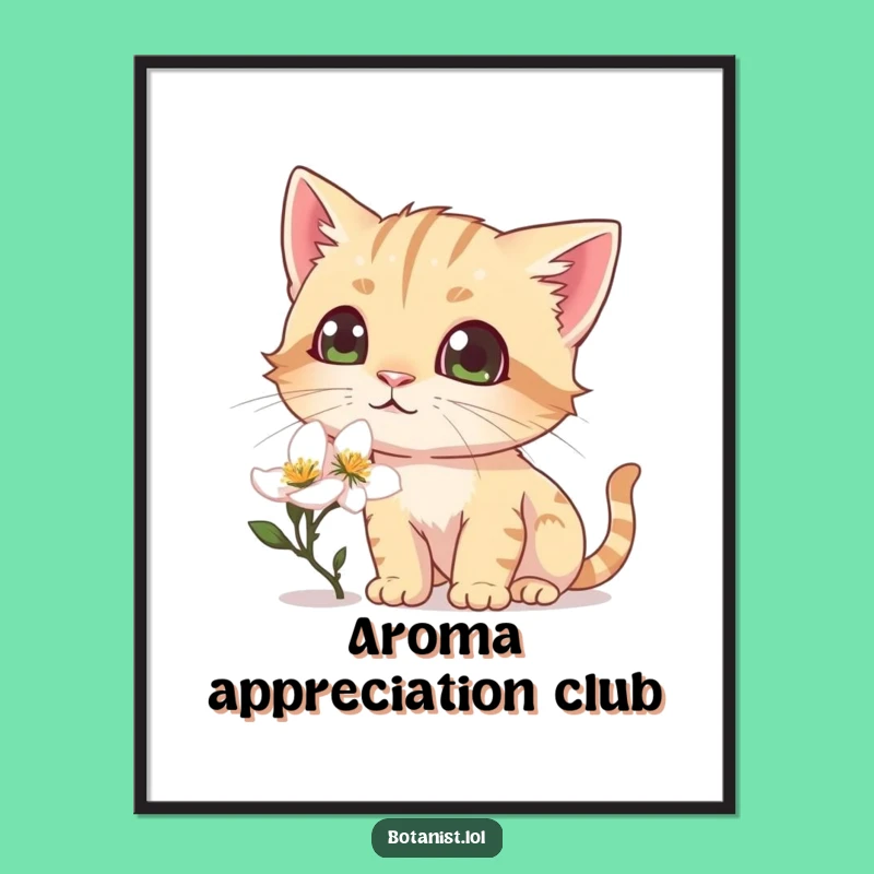 Funny Cat Blossom Poster - Humorous Wall Art Decor Gift