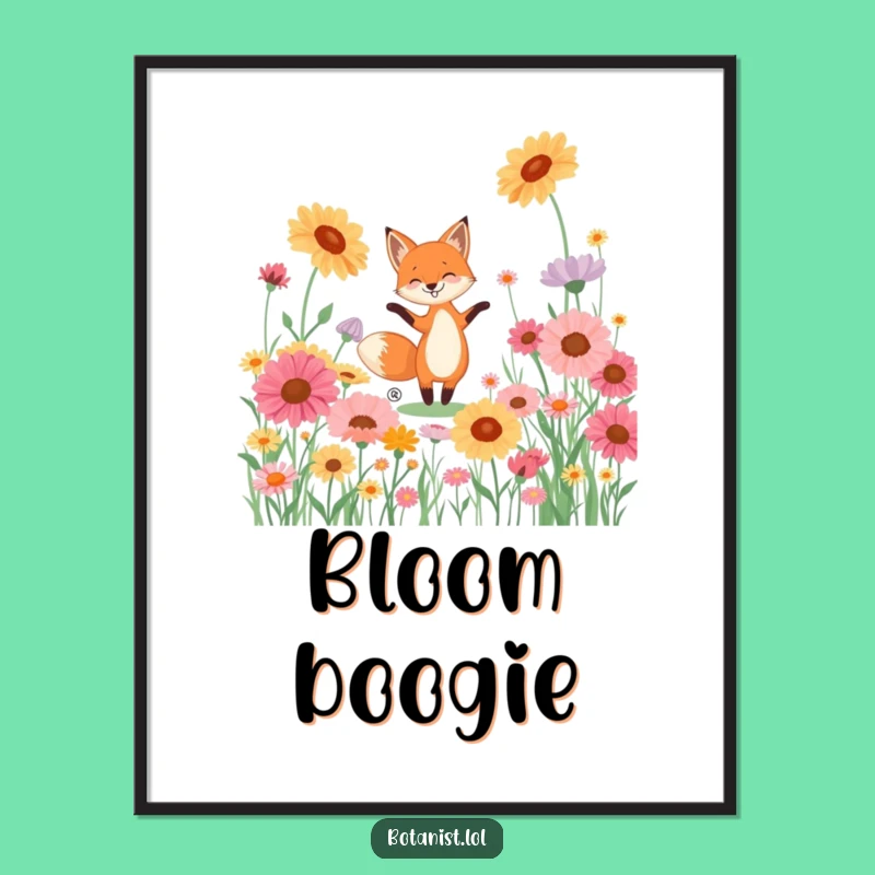 Funny Fox Dancing Wildflowers Poster - Bring Nature's Joy Indoors