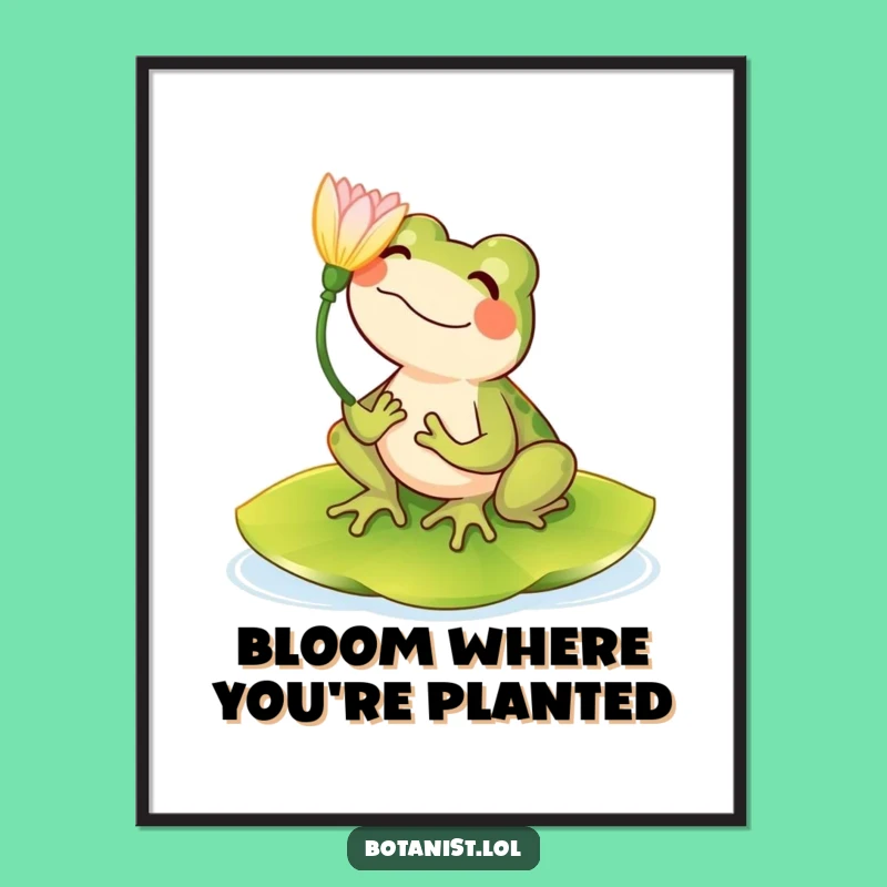 Funny Frog Bloom Poster: Bring Cheerful Vibes Home