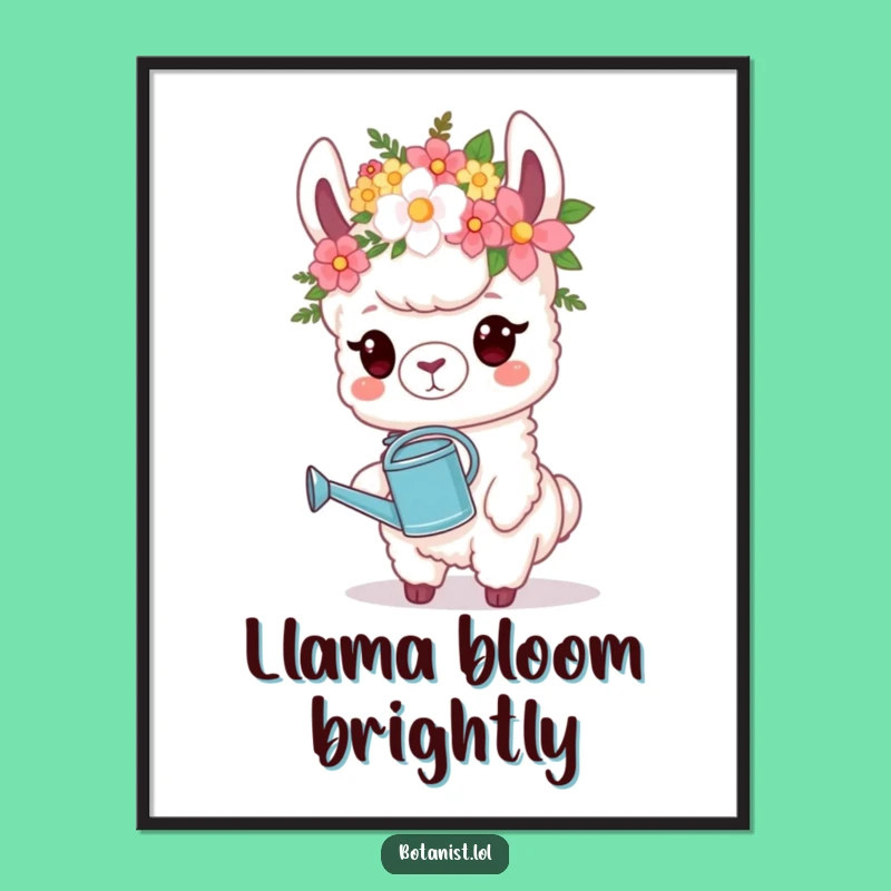 Funny Llama Gardener Poster: Proud Llama Flower Crown Art Print!