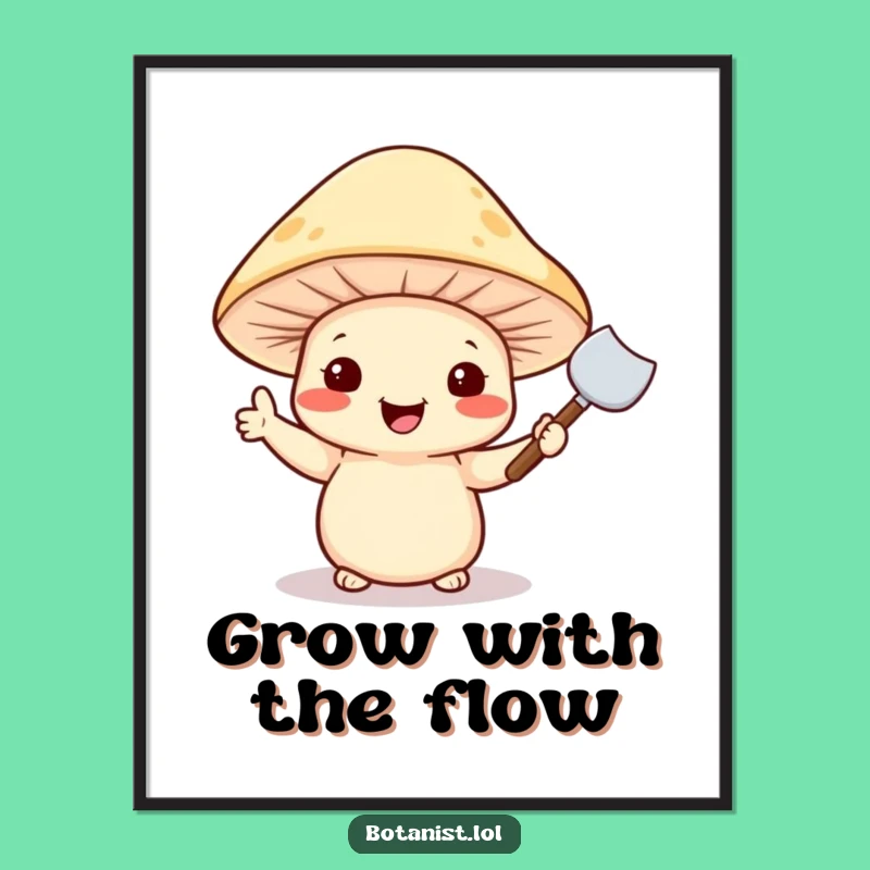 Funny Mushroom Garden Poster - Whimsical Wall Art Funny Gift