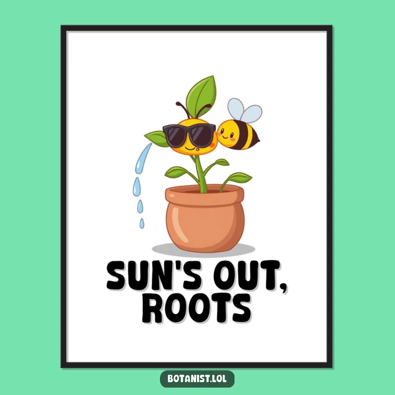 Funny Plant & Bee Poster - Groovy Garden Wall Art Funny Gift