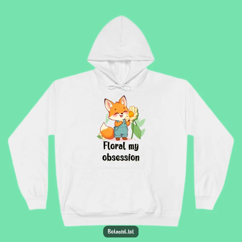 Funny Fox Gardener Hoodie: Cozy Up with a Cute Fox and Big Flower, Perfect Funny Gift!