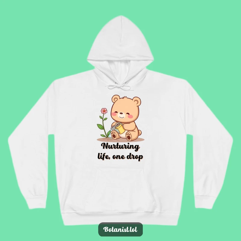Funny Bear Plant Watering Hoodie: Cozy Cartoon Comfort Gift!