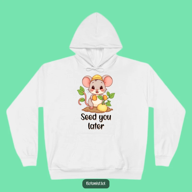 Cozy Funny Mouse Hoodie: Giant Seed Planter, Warm Garden Gift