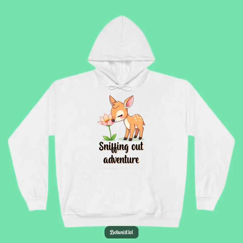 Funny Deer Nature Hoodie: Cozy Wear with a Gentle Deer and Flower!