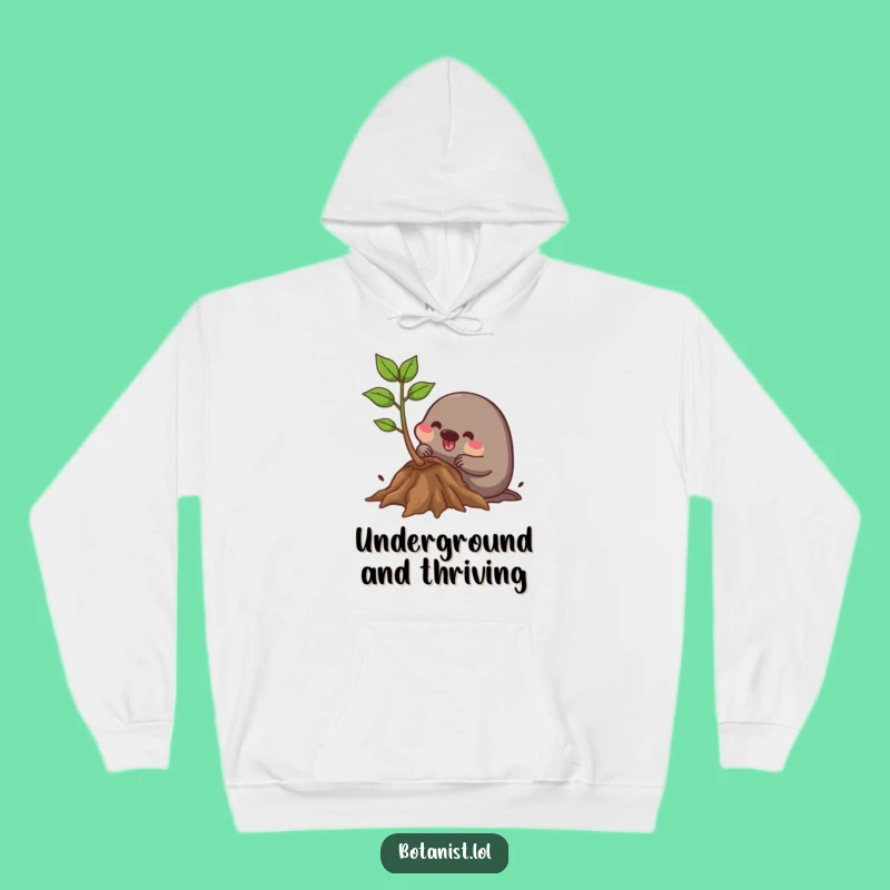 Funny Mole Gardener Hoodie: Cozy Wear with a Determined Mole Digging!