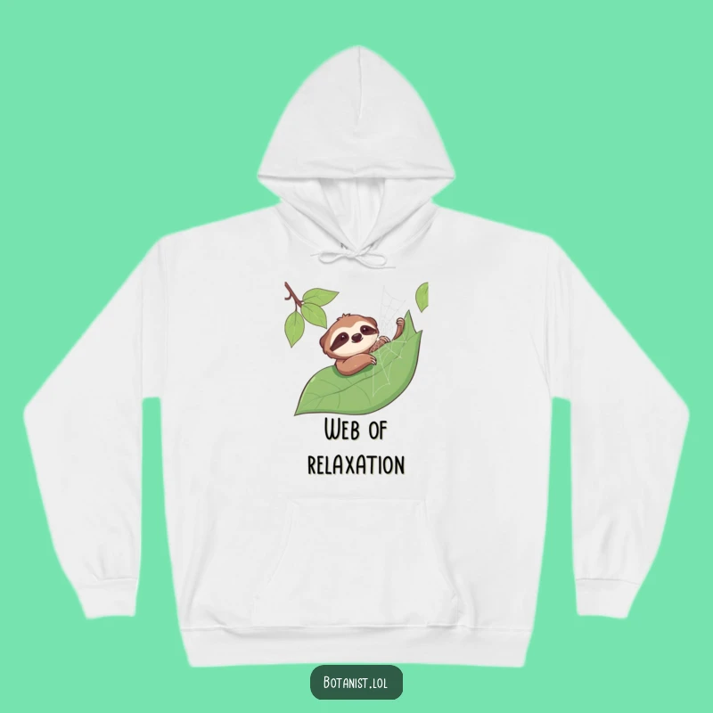 Funny Sloth Spiderweb Hoodie: Cozy Relaxation, Hilarious Gift for Slow Days