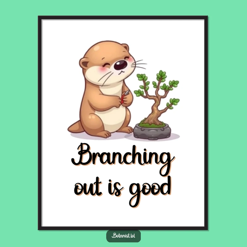 Funny Free Printable Wall Art: Otter Pruning Bonsai, Precise Downloadable Art!