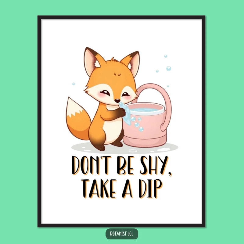 Curious Fox Bubbly Water Free Printable Wall Art - Funny Downloadable Art