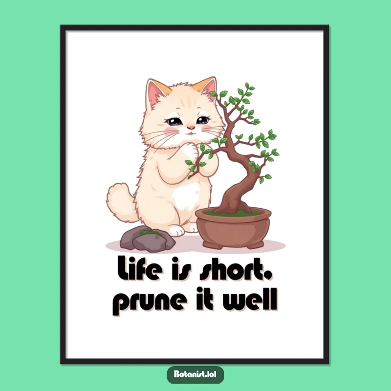 Free Printable Cat Bonsai Art - Funny Downloadable Wall Decor