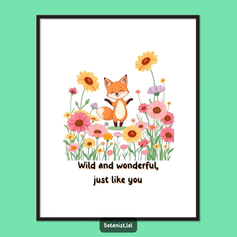 Free Printable Funny Wall Art: Fox's Wildflower Dance!