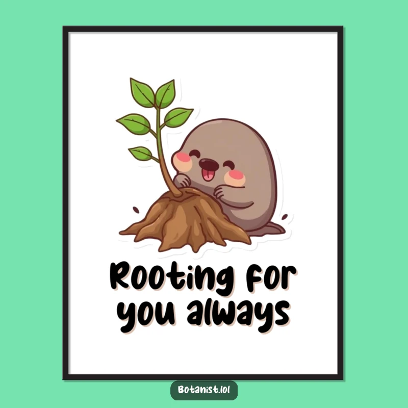Free Printable Wall Art: Determined Mole Gardener - Funny Downloadable Decor