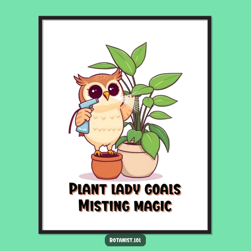 Funny Free Printable Owl Wall Art: Quirky Plant Lover Decor Downloadable