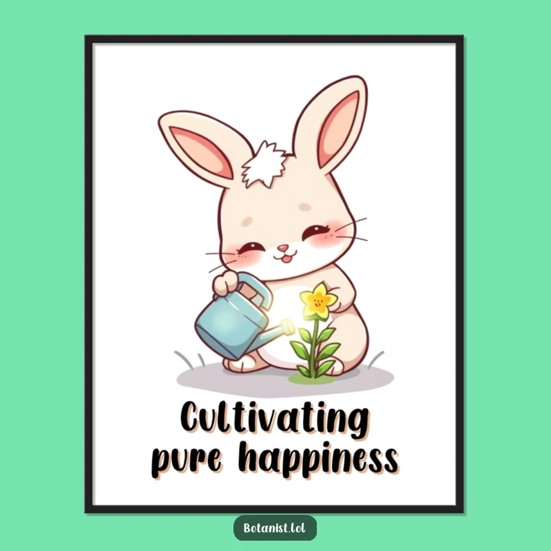 Funny Free Printable Wall Art: Bunny & Glowing Flower - Downloadable Decor for Magic!