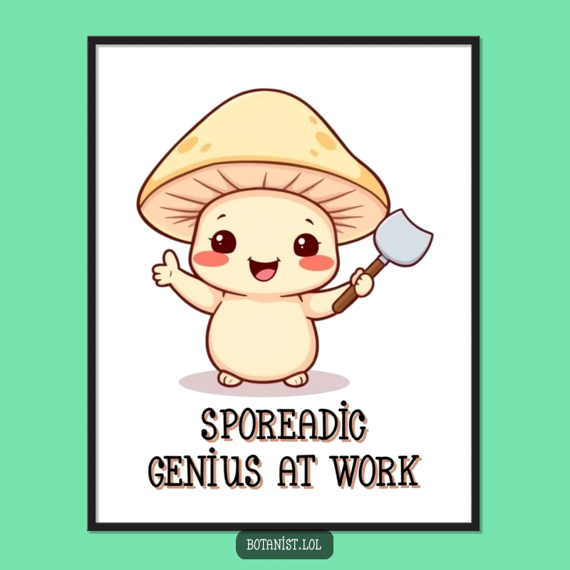 Funny Free Printable Wall Art: Cheerful Mushroom Gardener, Whimsical Decor, Hilarious Downloadable Art