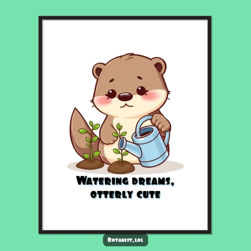 Funny Free Printable Wall Art: Playful Otter Gardener Downloadable Art
