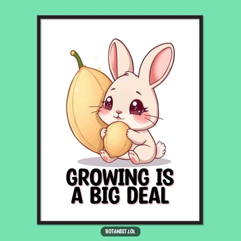 Funny Free Printable Wall Art: Curious Rabbit & Giant Seed Downloadable Art Gift