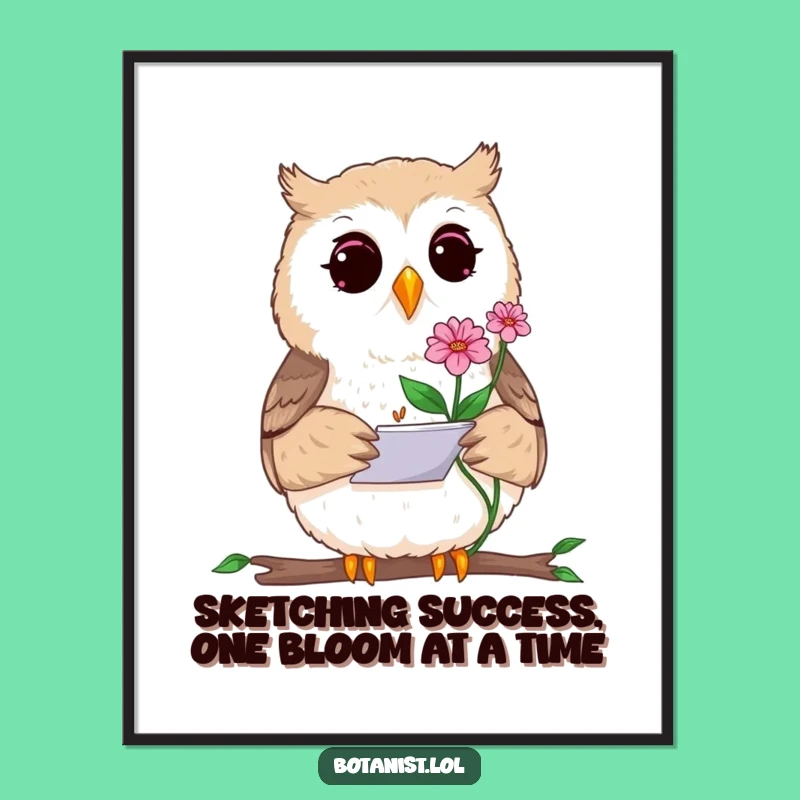 Funny Free Printable Wall Art: Curious Owl Sketching, Whimsical Downloadable Decor for Art Lovers