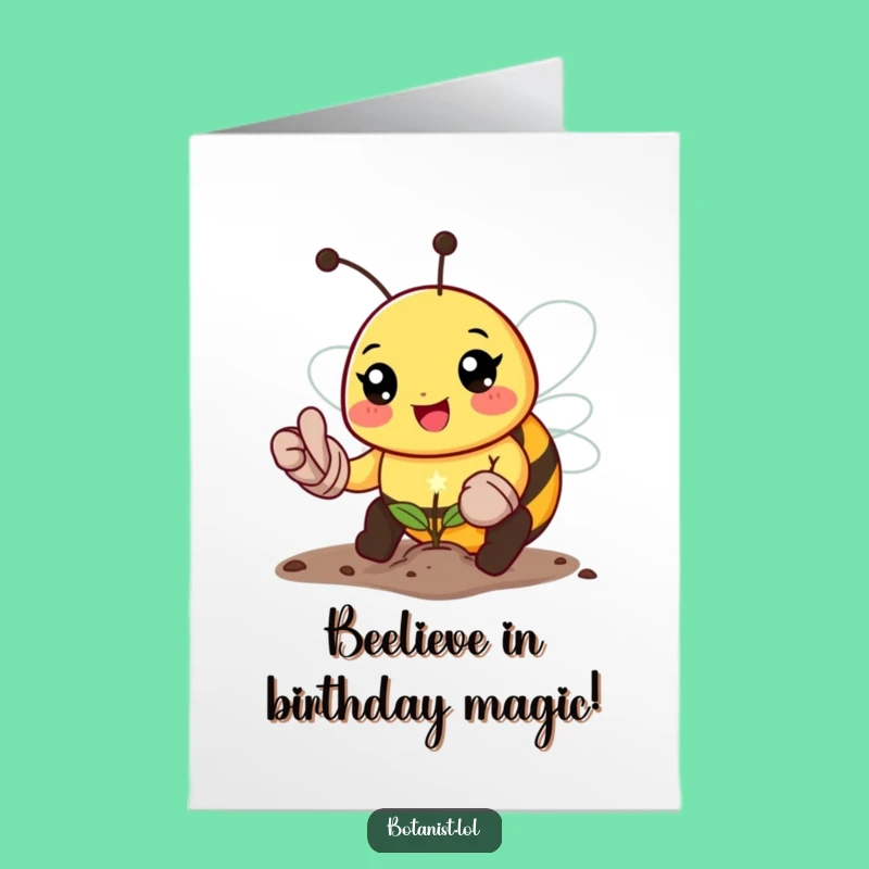 Free Printable Bee Birthday Card: Funny Gardening Bee for a Blooming Celebration
