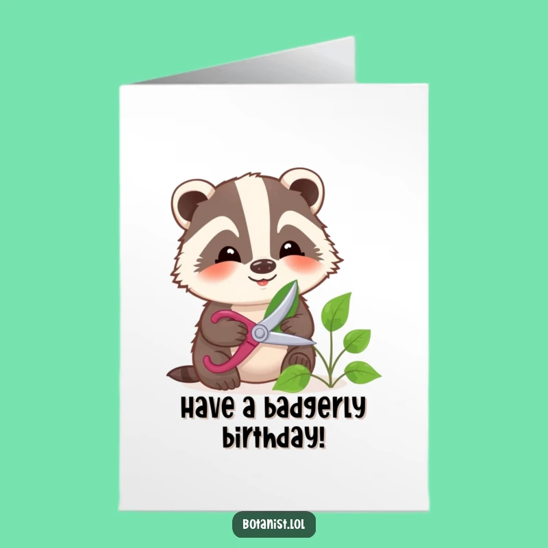 Free Printable Birthday Card: Badger Garden Fun, Downloadable Calm Gift
