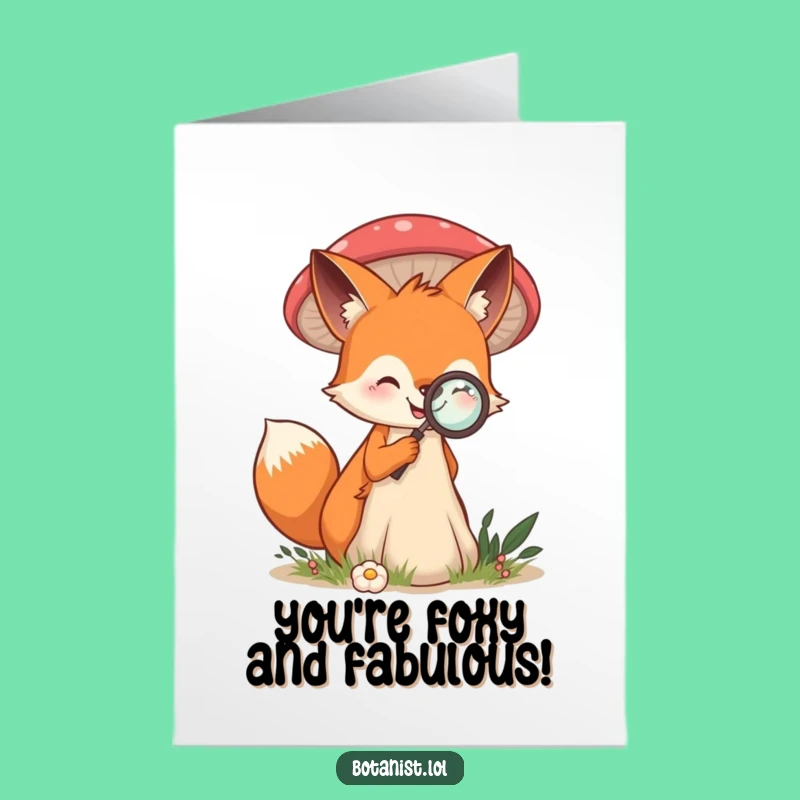 Free Printable Birthday Card: Fox & Giant Mushroom - Funny Downloadable for Discovery!