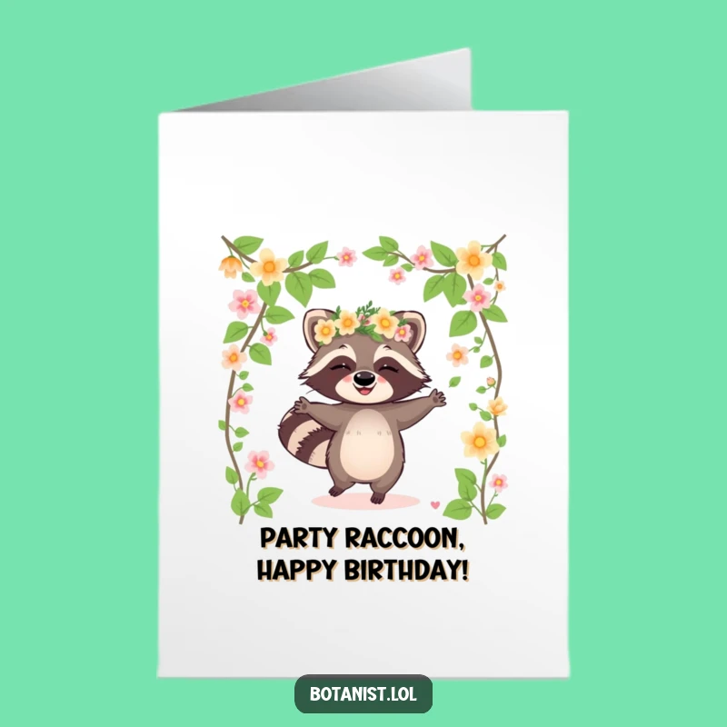 Free Printable Birthday Card: Giggling Raccoon Party, Fun Downloadable Gift!