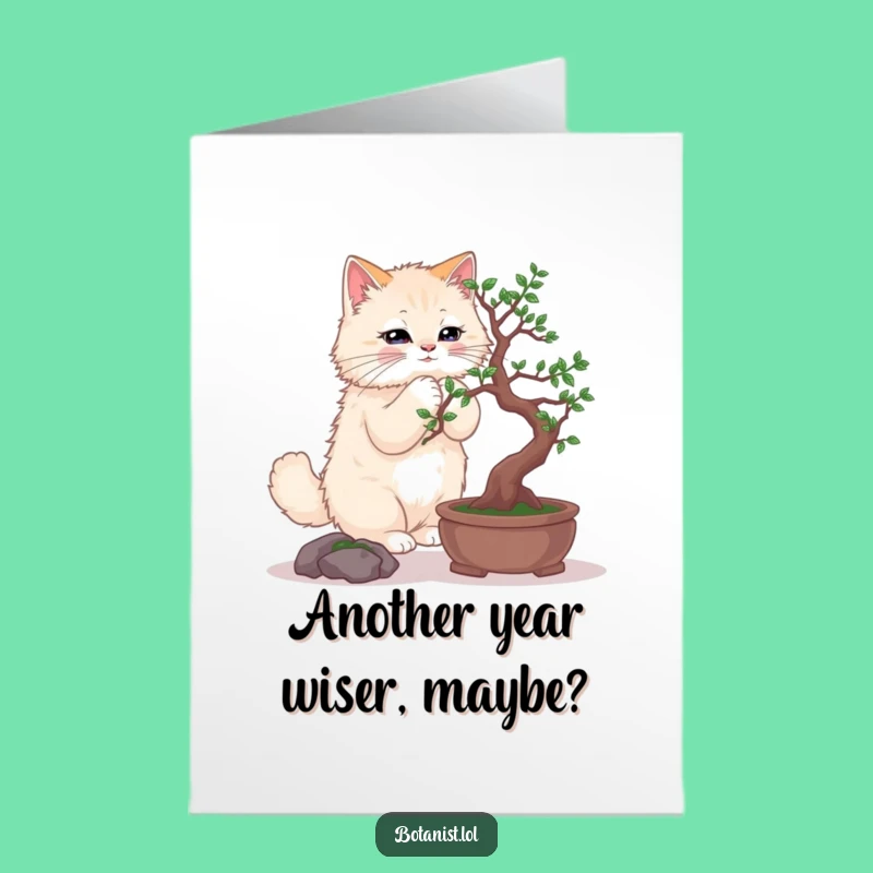 Free Printable Cat Bonsai Birthday Card - Funny Downloadable Gift
