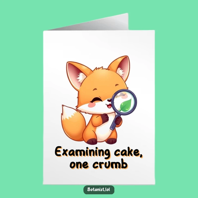 Free Printable Funny Fox Birthday Card: Leaf Investigation Joke Downloadable
