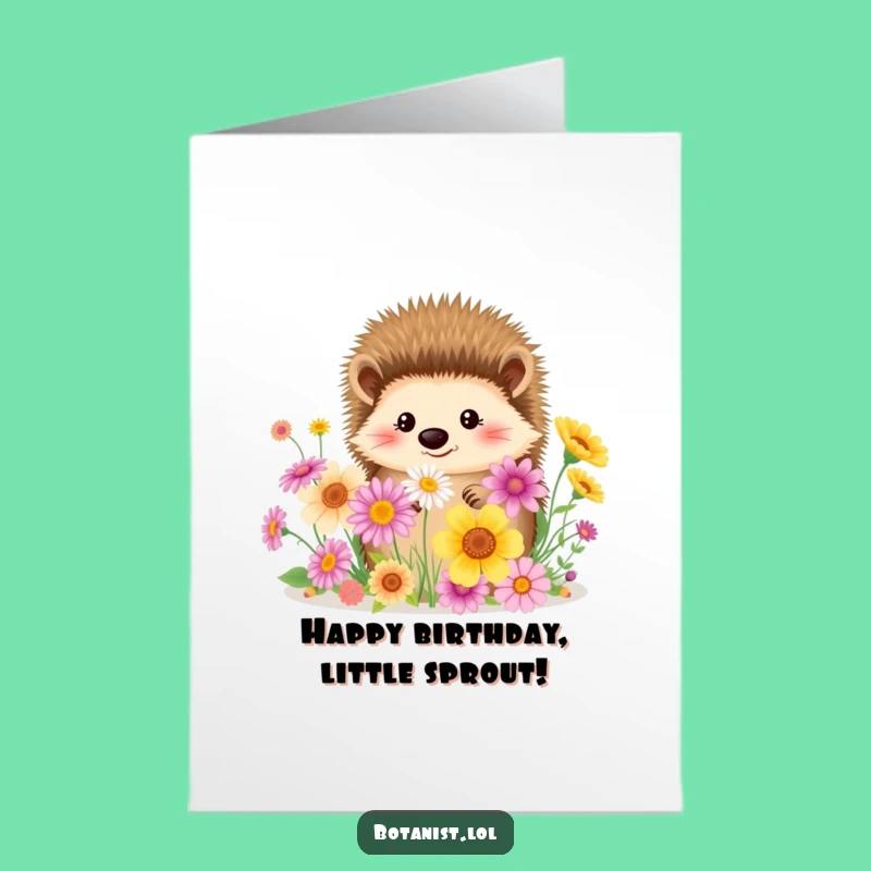 Free Printable Birthday Card: Hedgehog & Wildflowers, Sweet Downloadable Gift