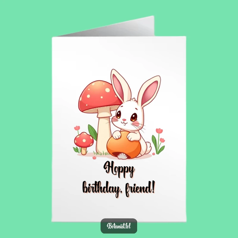 Free Printable Birthday Card: Rabbit & Mushroom - Enchanting & Funny Birthday Surprise!