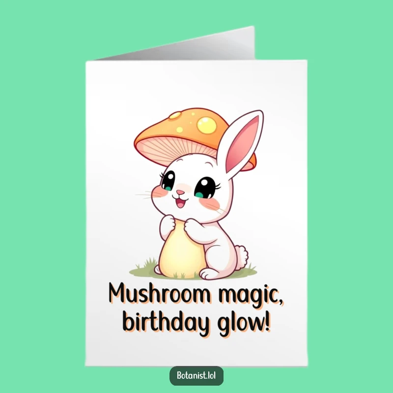Free Printable Birthday Card: Rabbit & Mushroom - Explore Wonders with Humorous Downloads