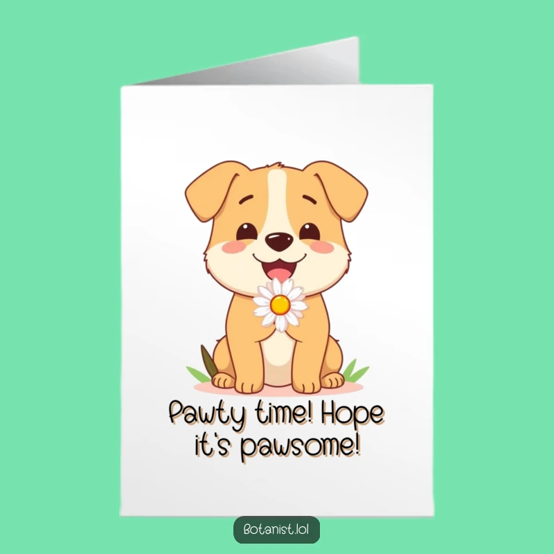 Free Printable Birthday Card: Happy Dog Daisy Wish Dog - Funny Downloadable Gift