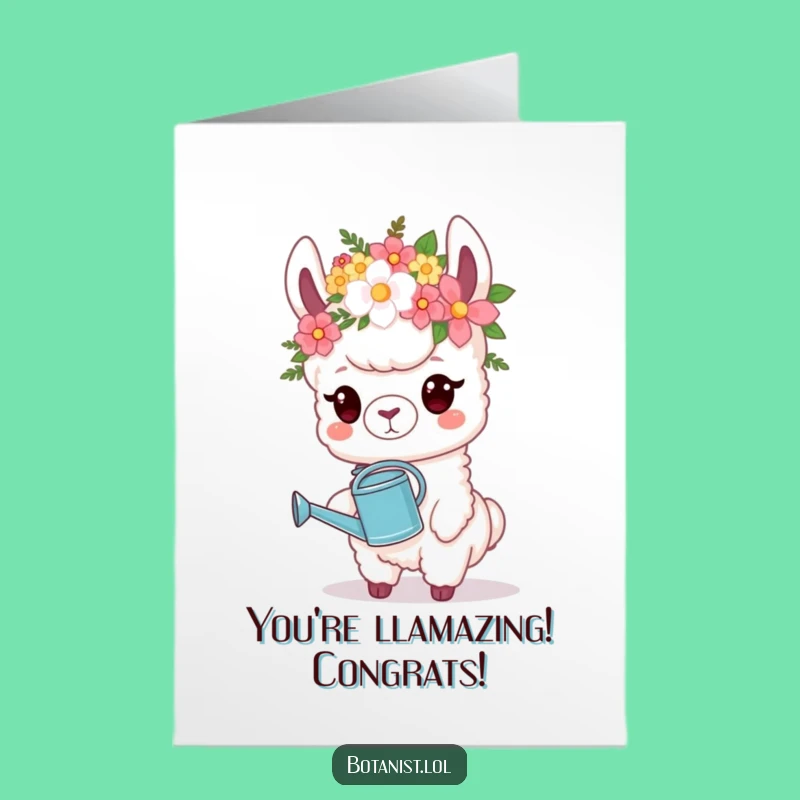 Free Printable Congrats Card: Llama Garden Star - Hilarious Downloadable Gift