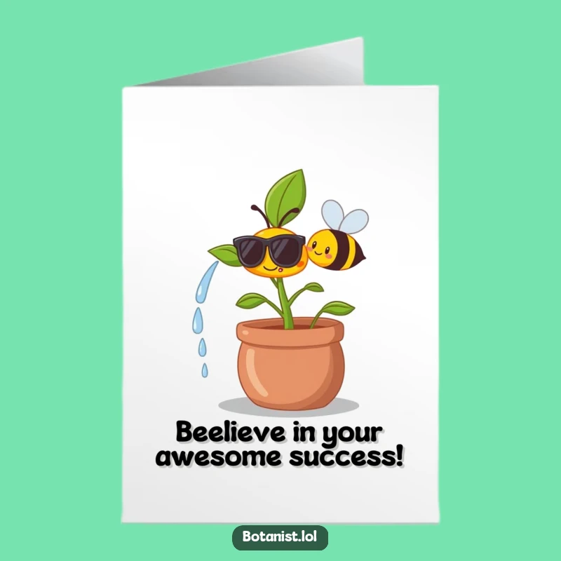 Free Printable Congrats Card: Plant & Bee, Cool Achievement, Hilarious Downloadable Celebration Gift